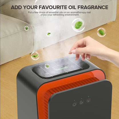 1000 sq.ft Dehumidifier for Home, Dehumidifiers for Basement, Bathroom, Bedroom with Auto Shut Off and Drain Hose, Built-in Aromatherapy Diffuser, 7 Colors LED Light, Quiet Sleep Mode(CS08-Cream)