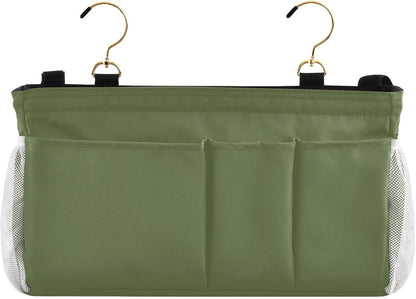 Black Bedside Caddy Storage Bag Bedside Organizer for Bed Rails College Dorm Room Organizer Caddy Hanging Shelf 6 Pockets with Hooks for Drinks Magazine Phone Holder