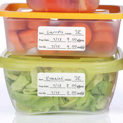 500 Dissolvable Food Prep Labels 1" x 2" Restaurant Quality Food Stickers/Meal Prep Leftovers Containers Organization/Made in The USA