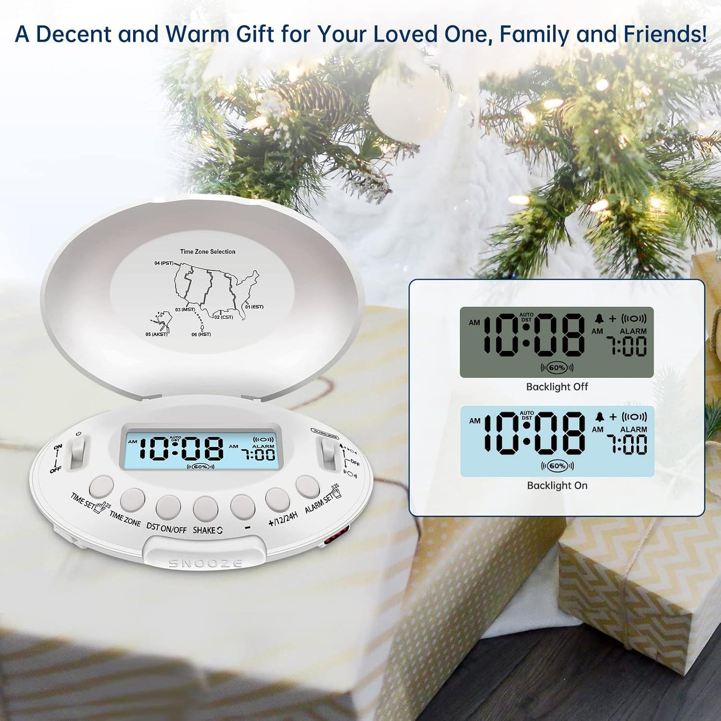 DreamSky Vibrating Alarm Clock for Heavy Sleepers Adults Under Pillow | Bed Shaker Alarm Clock for Teens Kids/Hearing Impaired, Rechargeable Battery Operated for Bedroom/Travel, Auto DST, Backlight