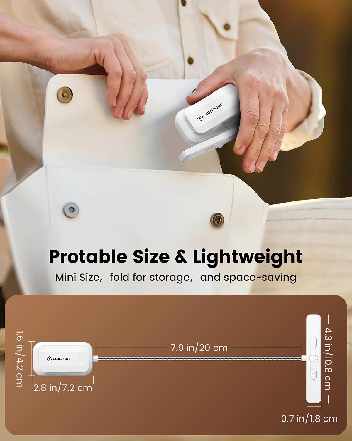 Glocusent 26 LED Reading Lights for Books in Bed, Ideal Gifts for Reader | Rechargeable Book Light, Eye Caring 5 Amber Colors Stepless Dimming, Travel Lightweight Clip-on, Book Lovers Men Women Kids