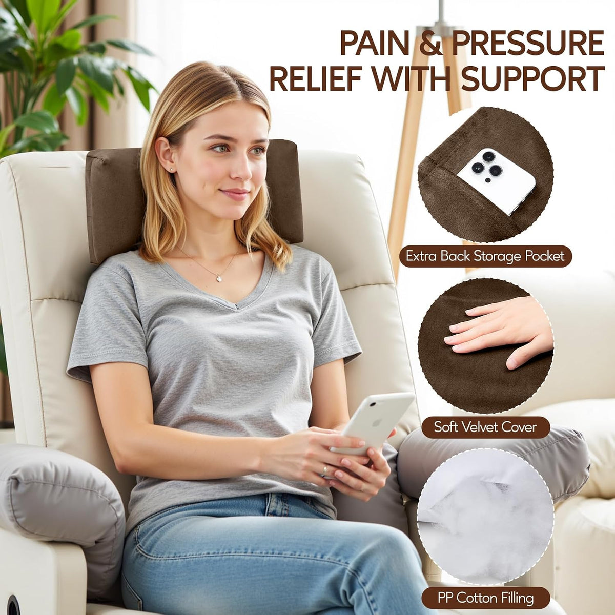 Neck Pillow for Recliner Chair, Adjustable Recliner Pillow for Headrest