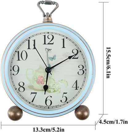 Maxspace 5.2in Analog Clock, Retro Silent Desk Clock Non-Ticking & Battery Operated with Quartz Movement,Clock Decor for Bedroom Living Room