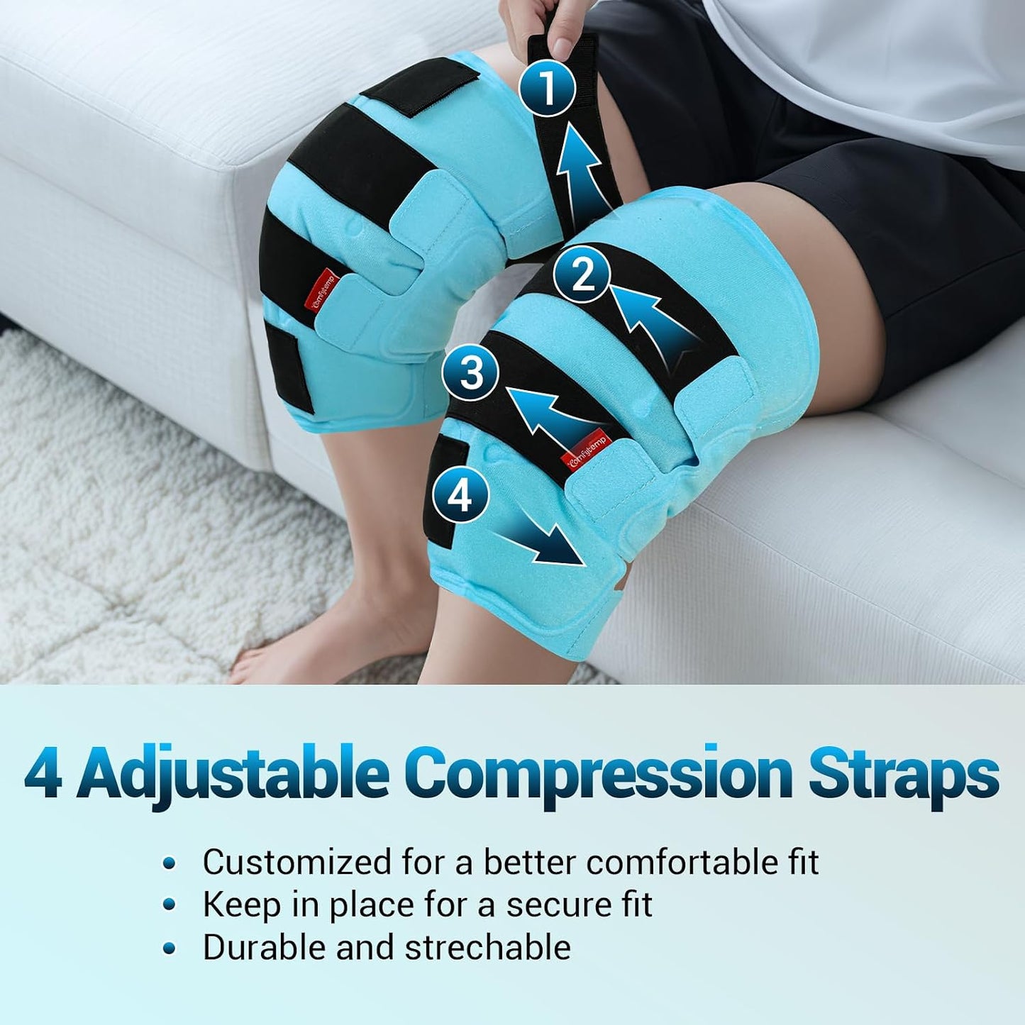 Comfytemp Large Knee Ice Pack Wrap Reusable Gel, FSA Eligible HSA, Full Coverage Knee Cold Compression Brace for Injuries, Pain Relief, Replacement Recovery, Arthritis, Surgery, Women Men Gift