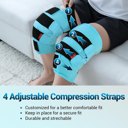 Comfytemp Large Knee Ice Pack Wrap Reusable Gel, FSA Eligible HSA, Full Coverage Knee Cold Compression Brace for Injuries, Pain Relief, Replacement Recovery, Arthritis, Surgery, Women Men Gift