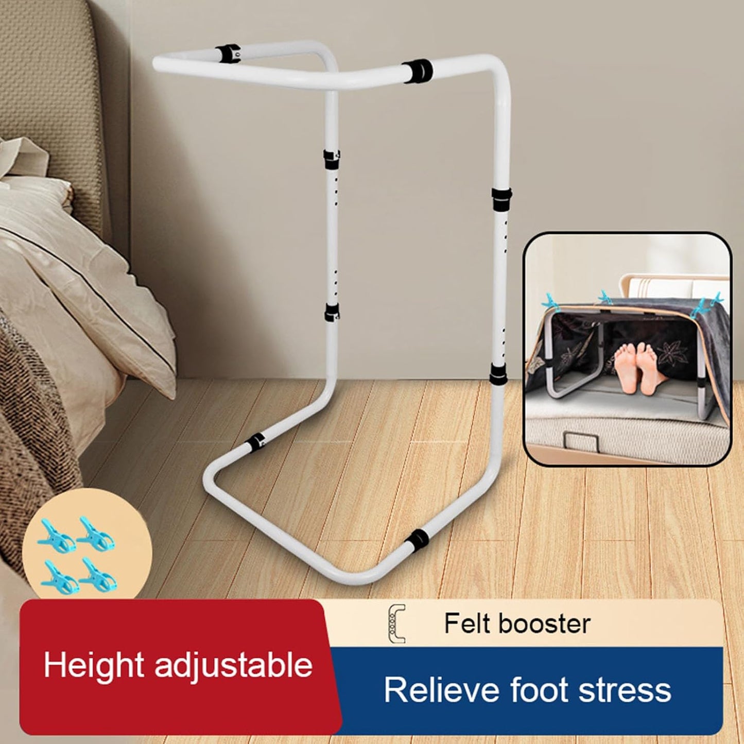 Adjustable Bed Sheet Raiser Blanket Lifter Metal Blanket Frame for Foot Pressure Relief & Post Procedure Comfort