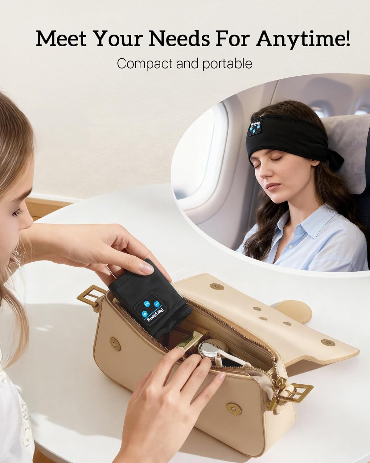 Perytong 2 Pack Sleep Headphones, Sleeping Headphones | Bluetooth Headband with Ultra-Thin HD Stereo Speaker, Wireless Headphone for Sports, Insomnia, Yoga, Air Travel, Meditation
