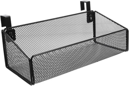 Bedside Hanging Basket, Black Metal Wire Mesh Storage Organizer Caddy, Over The Bunk Bed Headboard Cubicle Shelf Rack for College Dorm Office Desk Phone Book Storage, 10.4 x 4.7 In