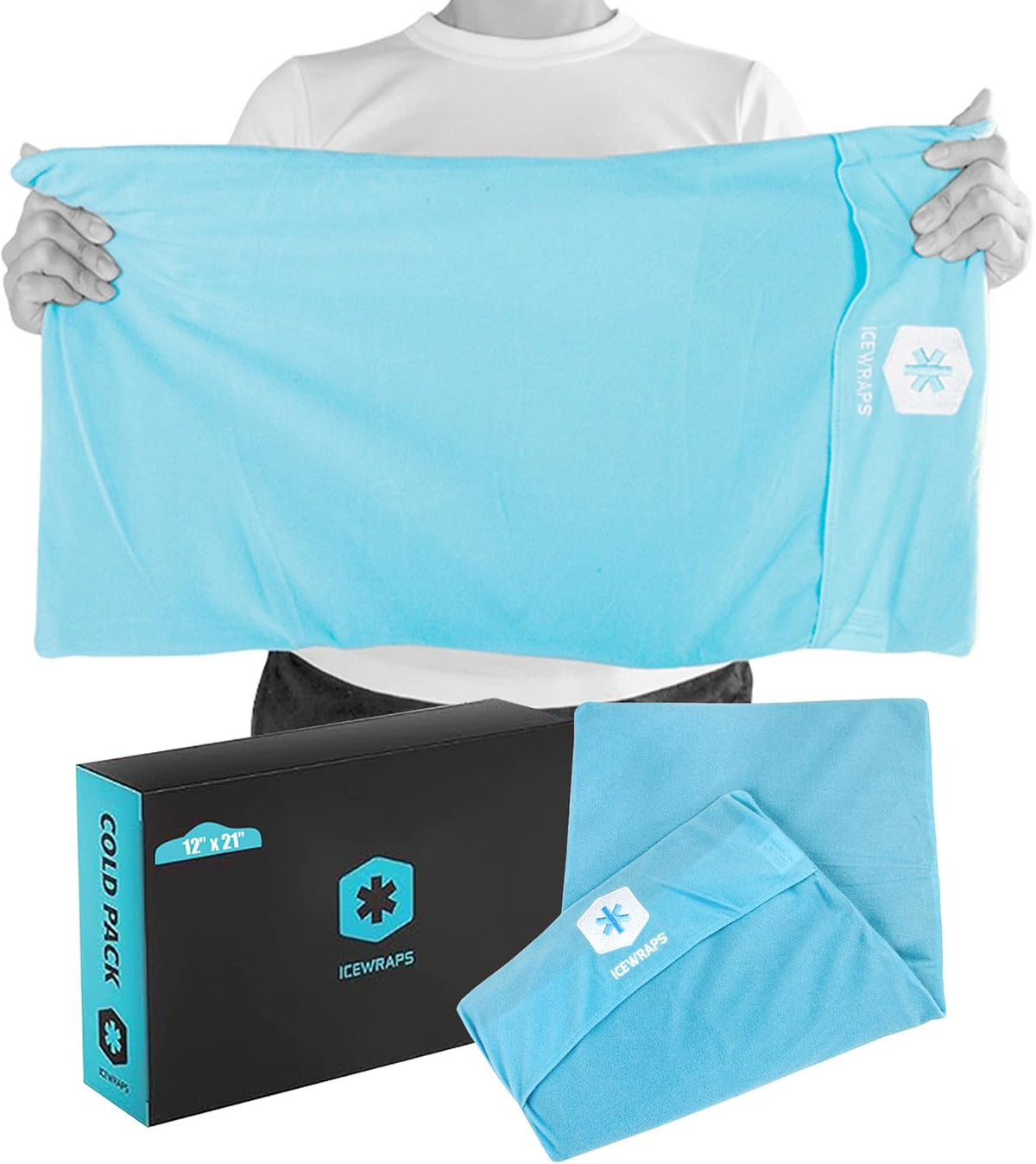 ICEWRAPS Reusable Cold Pack with Fabric Cover - Standard 10 x 14 Inch, Blue