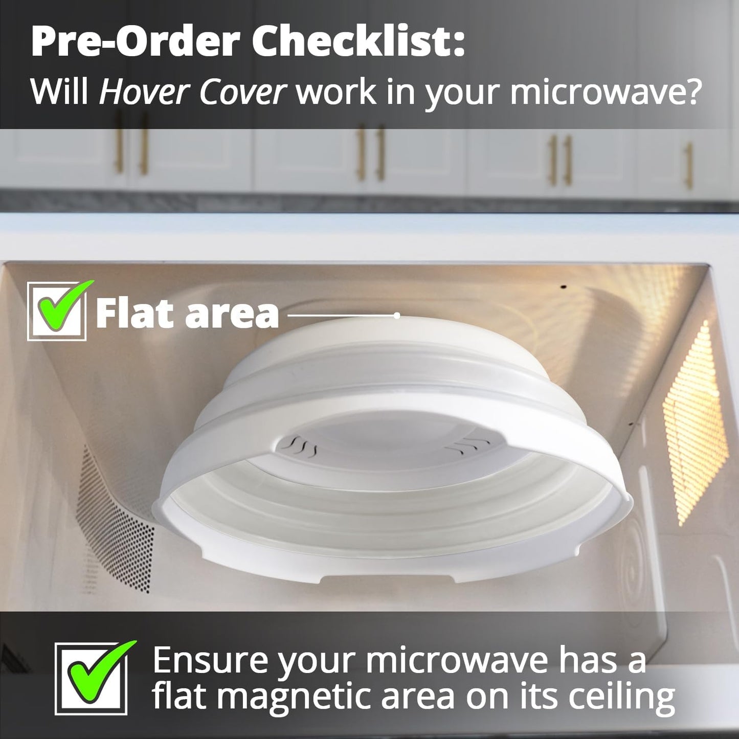 HOVER COVER Magnetic Microwave Splatter Cover - 12-Inch Collapsible - Gray | High Power, Stronger Magnetic Grip, BPA-Free Lid, Vented Plate Guard with Steam Vents, Dishwasher Safe, Space-Saving Storage