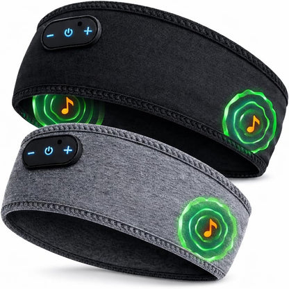 Bamboo Cotton Sleep Headphones,Ultra-Soft Wireless Headband Bluetooth for Side Sleepers, with 14H Playtime & Bluetooth 5.4, 4-in-1 Music Sleep Earphones for side sleeping(Black)