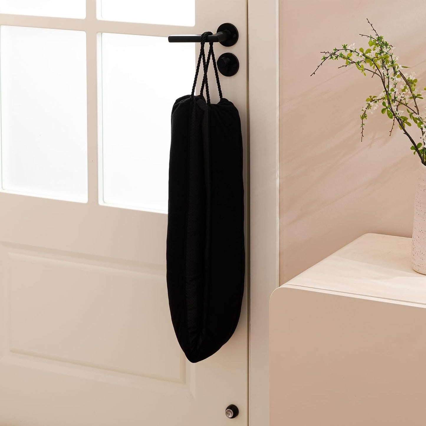Door Draft Stopper with Removable Washable Cover, 38", Black | Weighted Gap Filler, Blocks Hot and Cold Air, All-Season Seal, Easy Install, Noise & Wind Blocker, Home Essentials