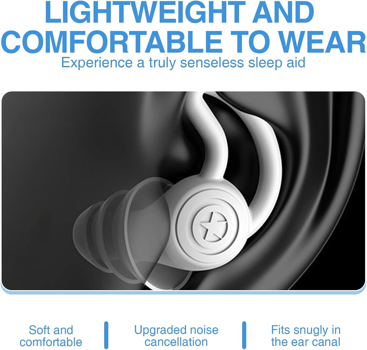 Silicone Earplugs for Sleeping and Noise Reduction, 40dB Protection Reusable Triple Layer Design Ear Plugs