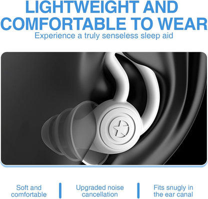 Silicone Earplugs for Sleeping and Noise Reduction, 40dB Protection Reusable Triple Layer Design Ear Plugs