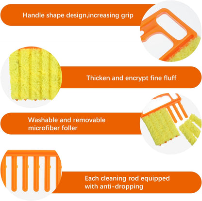 12pcs blinds cleaner tool handheld mini blind cleaner for vinyl blinds 7Finger Washable blind cleaners duster tool for Air Conditioner Window Fan Siding Dust Dirty Removable window cleaners