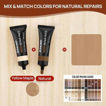 Boncart Wood Furniture Repair Kit, Wood Touch up Fillers | Repair Scratches, Cracks, Paint Chips, and Nail Holes on Furniture, Floors, Doors, Cabinets, and Tables (10 Colors)
