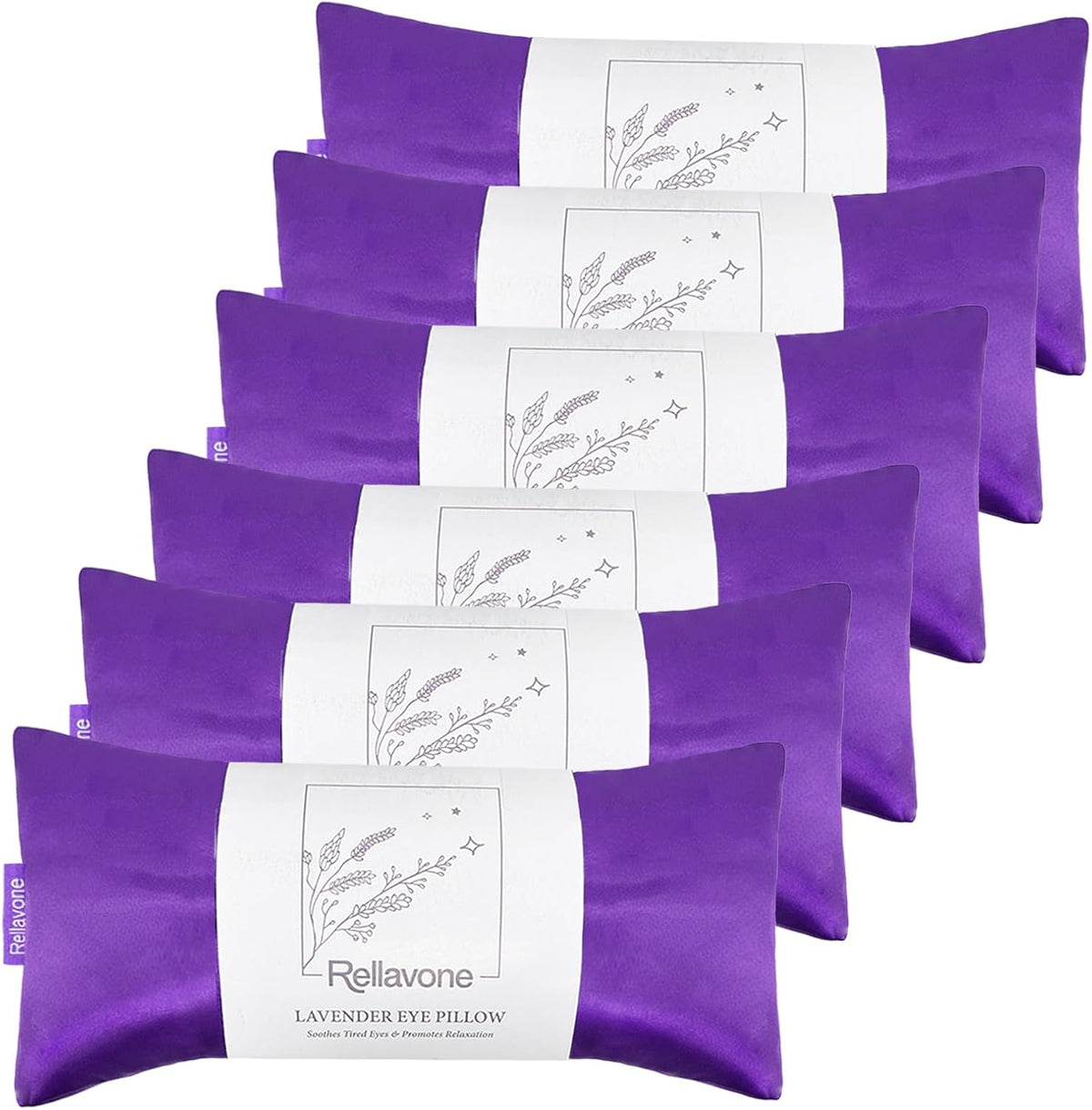 Lavender Weighted Eye Pillow for Relaxation, Yoga, Sleeping, Lavender Eye Mask with Natural Flaxseeds & Lavender for Headache, Sinus, Dry Eyes Relief, Meditation Accessories with Aromatherapy, 6PK