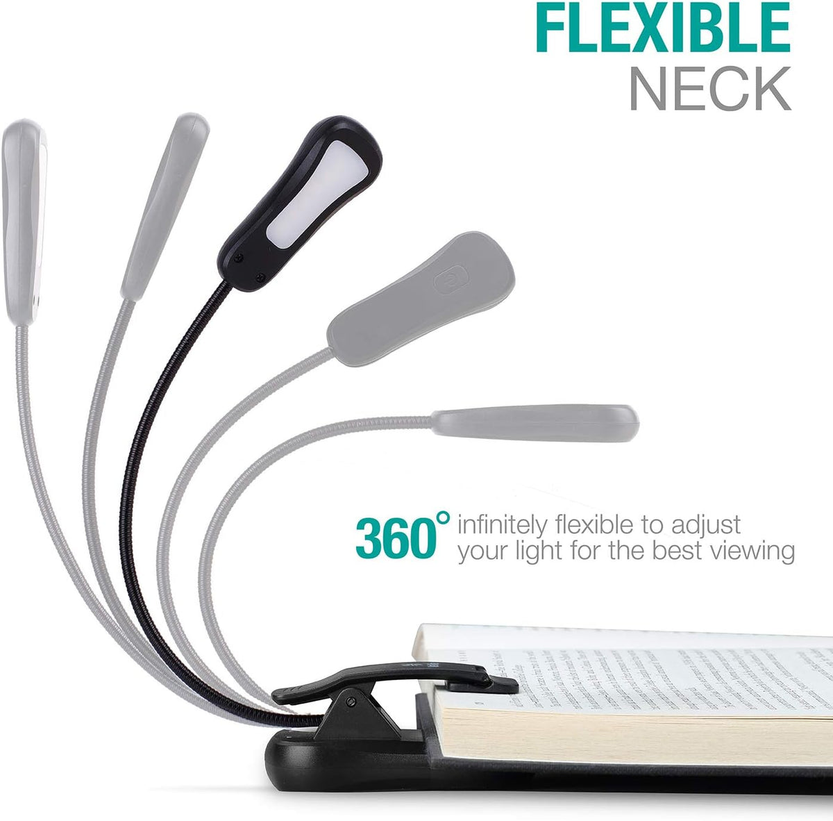 Vekkia Book Light Set with Charger, Clip on Reading Light in Bed