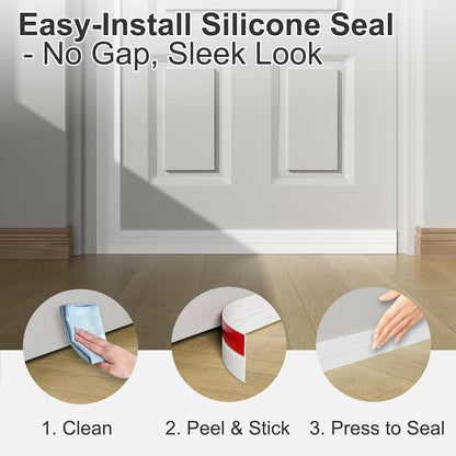 Elvone Weather Stripping Door Seal for Door Frames, 20 Ft x 1 in, Clear | Self-adhesive flexible silicone seal tape for door frame gaps and window gaps. block drafts, dust, and noise