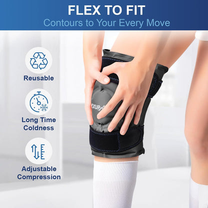APEXUP Ice Pack for Knee Pain Relief, Large Reusable Wrap After Surgery, Flexible Gel Cold Pack for Injuries, Pain Relief for Back, Shoulder, Elbow, Ankle and Leg (Blue, L, 1PK)