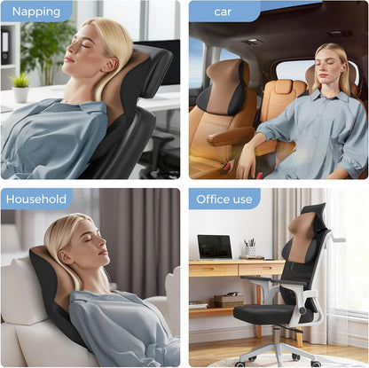 BEBAS Car Headrest Pillow, Ergonomic Neck Pillow with Memory Foam, Black
