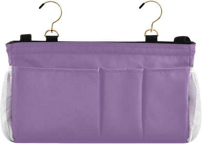 Warm Purple Bedside Caddy Bedside Storage Organizer Hanging Storage Bag for Bunk and Hospital Beds, Dorm Rooms Bed Rails