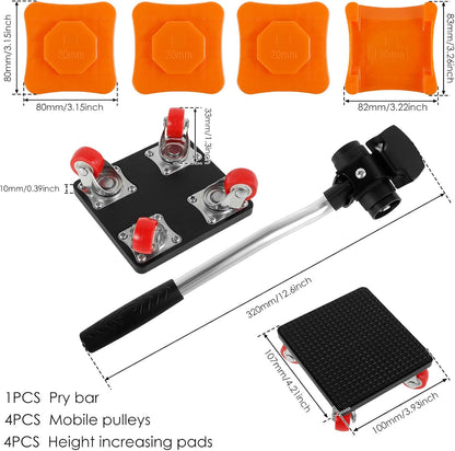 4 PCS Furniture Dolly Furniture Movers, 360° Rotation 4 Wheels Furniture Lift Mover Tool, 880 Lbs Capacity Furniture Moving Sliders,Carbon Steel Furniture Lifter Set for Sofa Fridge Cabinet Appliance