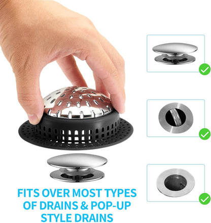 Aluvor Bathtub Drain Hair Catcher Shower Drain Cover Sink Drain Protector | Bathroom Sink & Bathtub Drain Strainer for Pop-Up & Regular Drains, grey