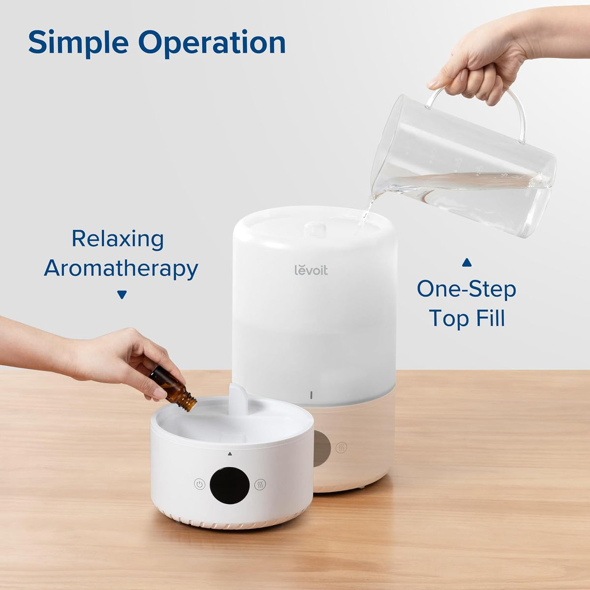 Levoit Top Fill Humidifiers for Bedroom, 2.5L Tank for Large Room, 25dB