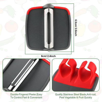 Mudder 4 Pieces Finger Vegetable Palm Peeler Kitchen Fruit Potato Peeler with Comfortable Rubber Finger Grip For Pumpkin Carrot Cucumber Potato