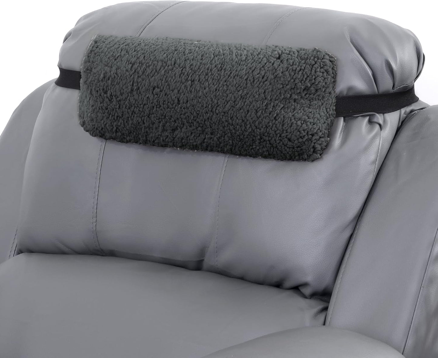 HOMBYS Sherpa Fleece Lumbar Support Pillow with Headrest for Recliner,Memory Foam Recliner Chair Cushion for Back Pain,Big High Back Support for Recliner with Chair Headrest for Elderly (Khaki)