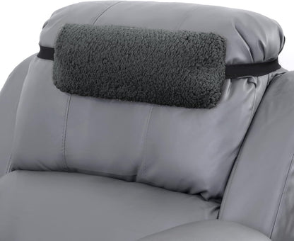 HOMBYS Sherpa Fleece Lumbar Support Pillow with Headrest for Recliner,Memory Foam Recliner Chair Cushion for Back Pain,Big High Back Support for Recliner with Chair Headrest for Elderly (Khaki)