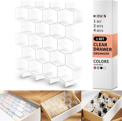Honeycomb Separator Adjustable Drawer Organizer Divider for Underwear Belt-Scarf Socks Organizer (White(2pcs))