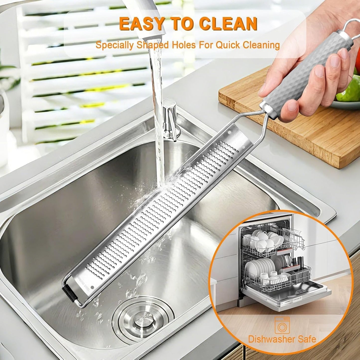 Stainless Steel Lemon Zester, Cheese & Vegetable Zester Grater With Handle | Extra Sharp Blade | Silicone Handle | Blade Cover | Parmesan, Cheese, Lemon, Garlic, Nutmeg, Chocolate, Fruits, Ginger Grater