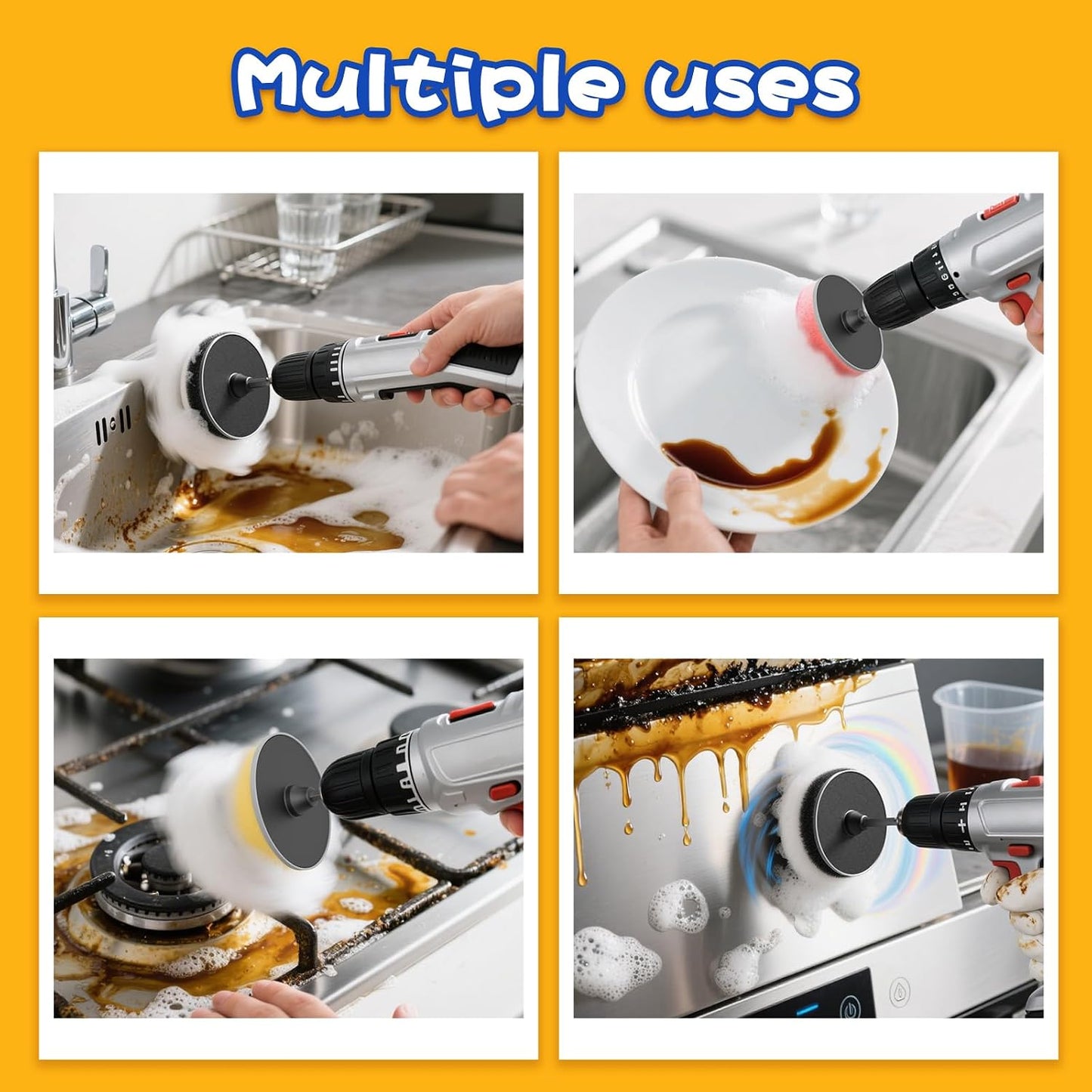 FORHOGAR Drill Attachment Compatible with Scrub Daddy/Mommy Sponges, Drill Brush Accessorise for Grout, Floor, Tub, Shower, Tile, Bathroom and Kitchen Surface