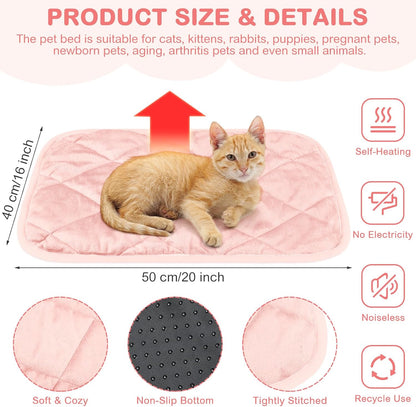 2 Pack Self Heating Cat Mat Self Warming Pet Pads Washable Kennel Mat Dog Crate Pad Reflects Body Heat Non Skid Cat Thermal Pads for Puppy Indoor Outdoor(Black,16 x 20 Inches)