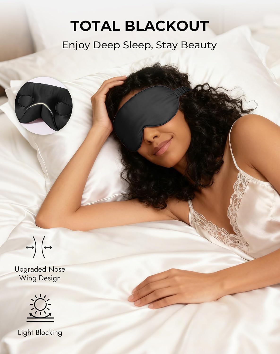 SilkSilky 100% 22 Momme Mulberry Silk Sleep Mask, Dark Blue