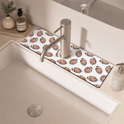 Light Brown White Checkered Kitchen Sink Splash Guard Faucet Mat,Faucet Non-Slip Absorbent Mat,Farmhouse Sink Splash Guard Behind Faucet for Kitchen Bathroom, 15"x5.5"
