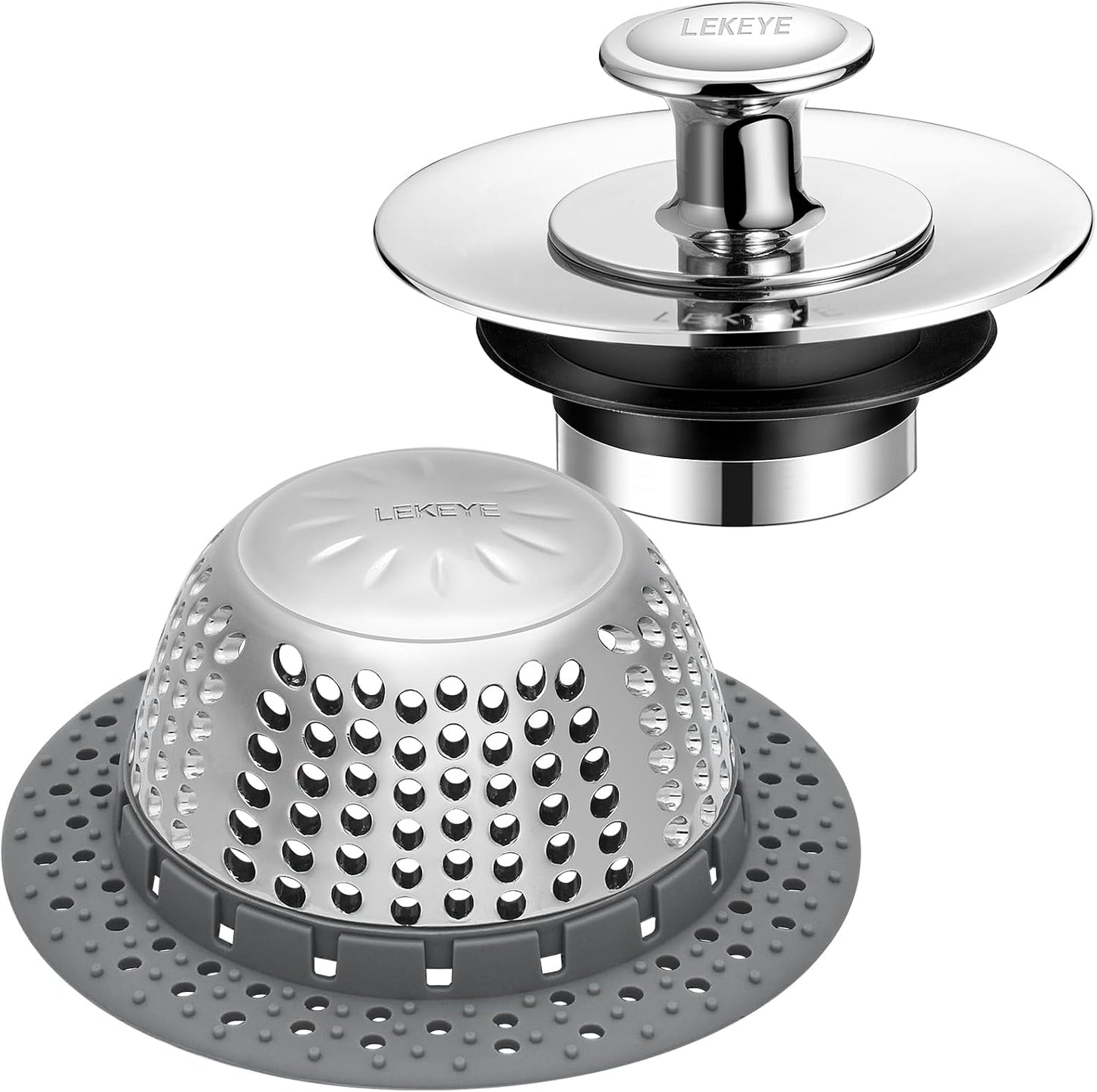 LEKEYE Drain Hair Catcher/Bathtub Drain Cover/Drain Protector for Pop-Up & Regular Drains(Patented Product)