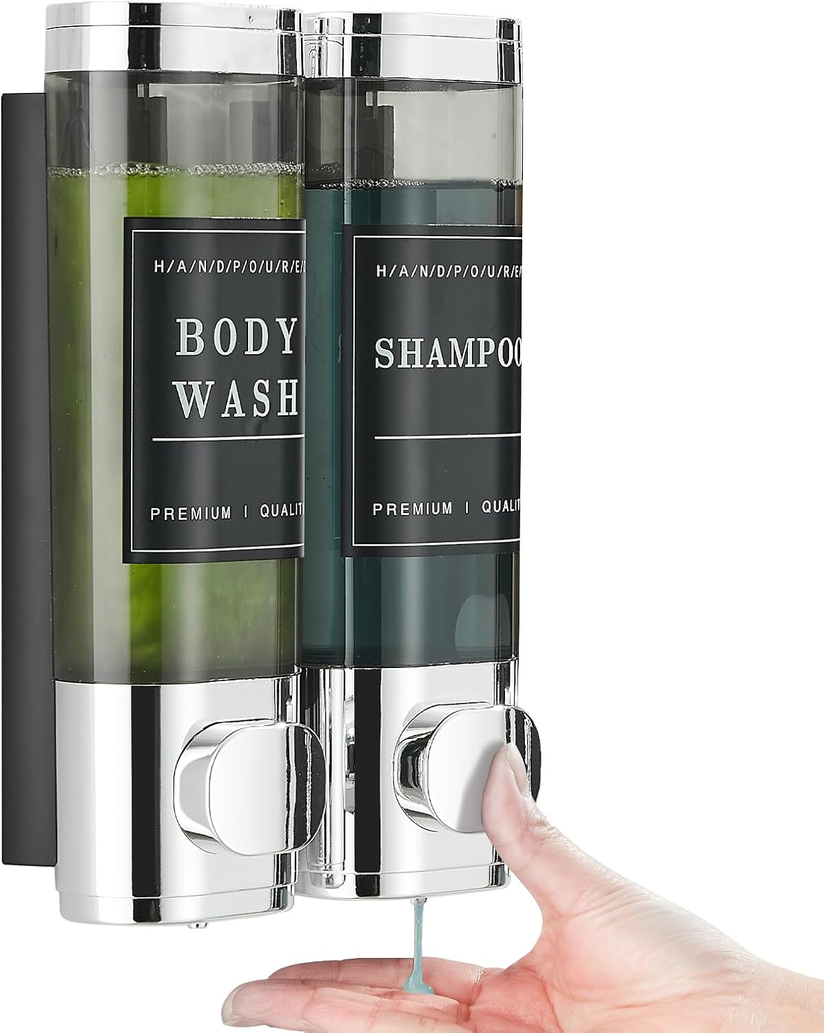 Shampoo and Conditioner Dispenser,Shower Soap Dispenser 3 Chamber No Drill Wall-Mounted Shampoo Dispenser for Shower Wall Mounted Shower Dispenser for Bathroom Hotel Large Capacity,Black