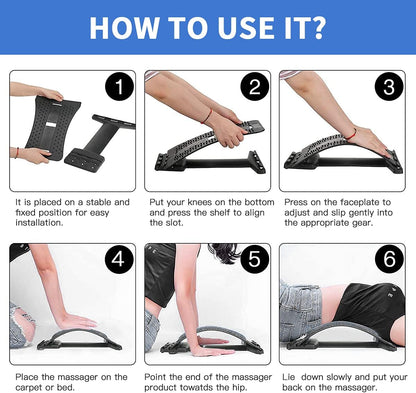 Back Stretcher, Spine Deck Back Pain Relief Products for Office Chair, Car, Travel, Multi-Level Lumbar Support Device, Lower Back Stretcher with Massaging Points and Cushion Foam