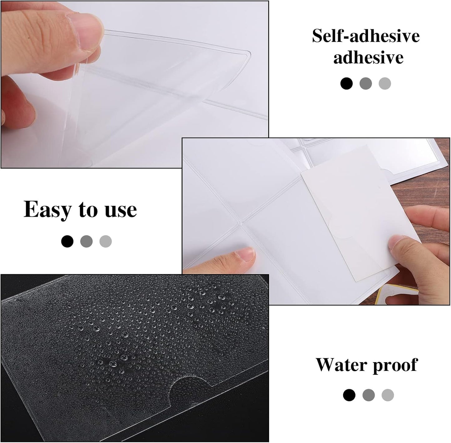 36 Pack 3" x 5" Adhesive Index Card Holders Clear PVC Label Holders | Top-loading label pockets, removable adhesive, clear PVC, for bins, shelves, totes, library and office use