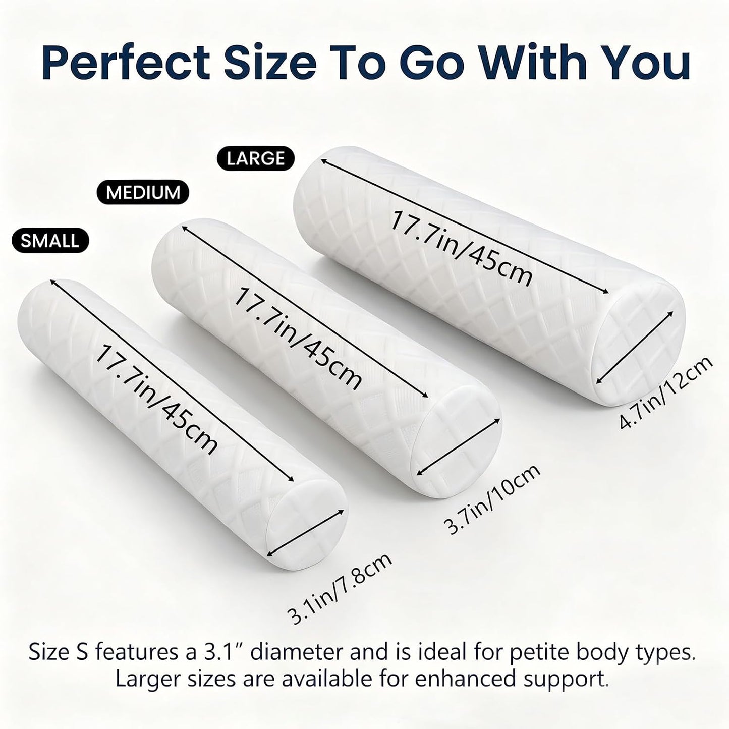 3.1" Small Neck Roll Memory Foam Pillow Cylinder,Detachable Cover | Neck Support Pillows for Sleeping,Comfortable Breathable,Round Bolster Pillow for Bed,Back ,Lumbar Leg and Yoga Pain Relief