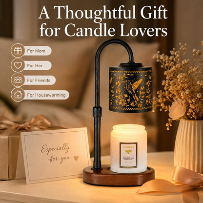 Dimmable Candle Warmer Lamp with Timer Adjustable Height for Scented Jar Candles Electric Candle Wax Melt Warmer for Home Decor Christmas Birthday Gifts for Women Mom(Hummingbird)