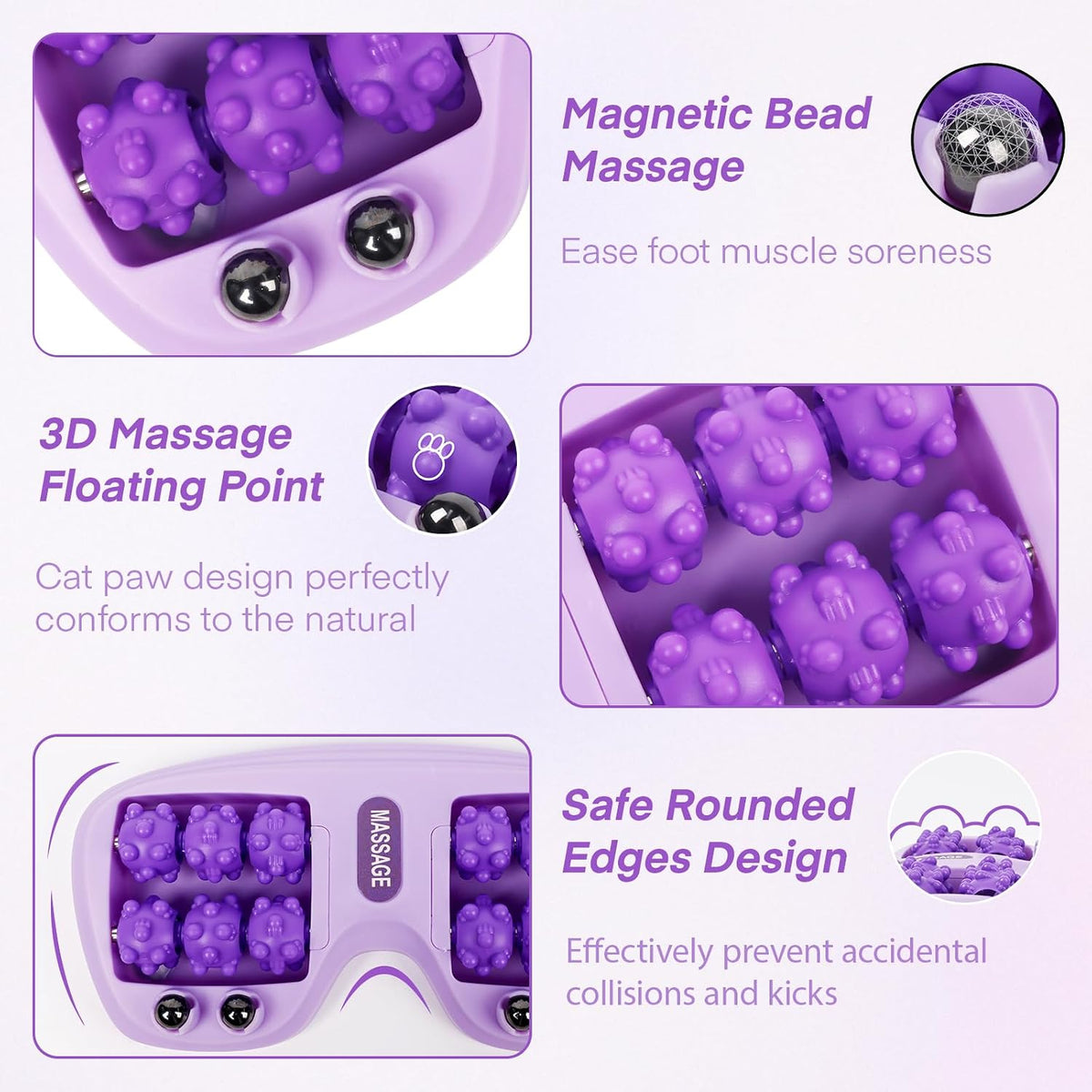 Meifuly Double Foot Massage Roller for Plantar Fasciitis, Portable Dual Foot Roller Tool for Home Use(Purple)