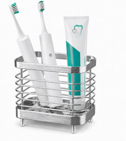 Stainless Steel Electric Toothbrush Holder for Bathroom with Drainage | Anti-Slip Countertop Tooth Brush Holder Caddy Stand, Toothbrush and Toothpaste Organizer, Black Bathroom Accessories Decor