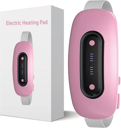 Portable Cordless Menstrual Heating Pad with 4 Heat Levels and 4 Massage Modes,Electric, Fast Large Heating Belly Wrap Belt (Black)