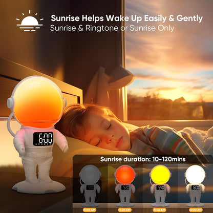 AFEXOA Astronaut Sunrise Alarm Clock with Wake Up Light for Kids