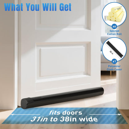BlissTrends 36 in Under Door Draft Stopper, Covers Gaps up to 2.36 in,Black | Adjustable Door Sweep Gap Filler Seal Fits Most Doors, Easy Install, Blocks Drafts, Light, Dust, Insects and Reduces Noise