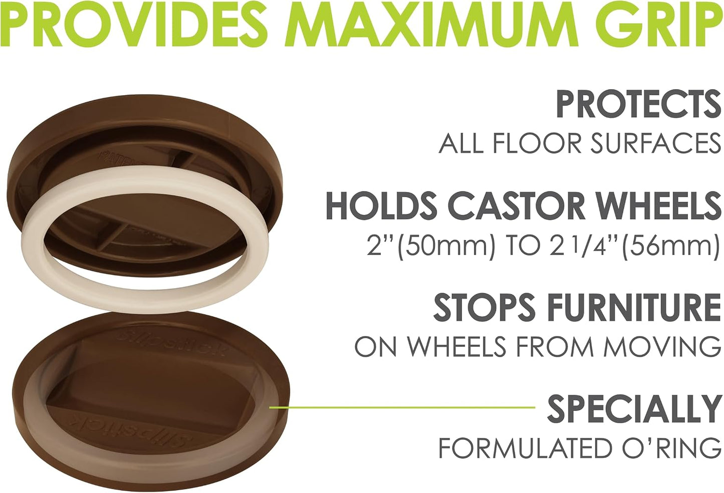 Slipstick CB845 3-1/4 Inch Bed Roller / Furniture Wheel Gripper Caster Cups (Set of 4) Chocolate Brown Color,Large